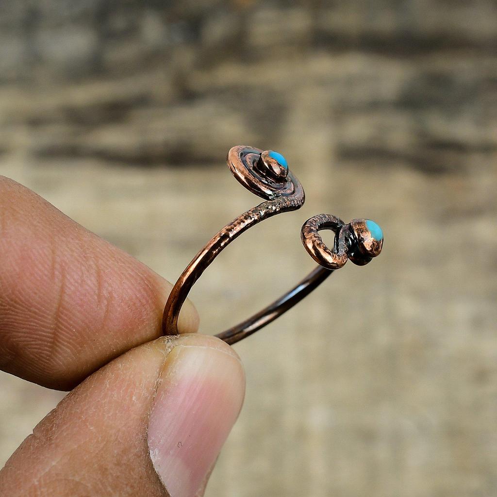 Dornröschen Türkis Ring Elektrogeformter Kupferschmuck Verstellbarer Ring Handgefertigter Edelsteinring Elektrogeformter Kupferring Geschenke für Frauen