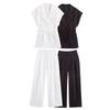 Kaslead New Women clothes Western Style Blended Double Placket Vest Pleat Trousers 3736240 3736244