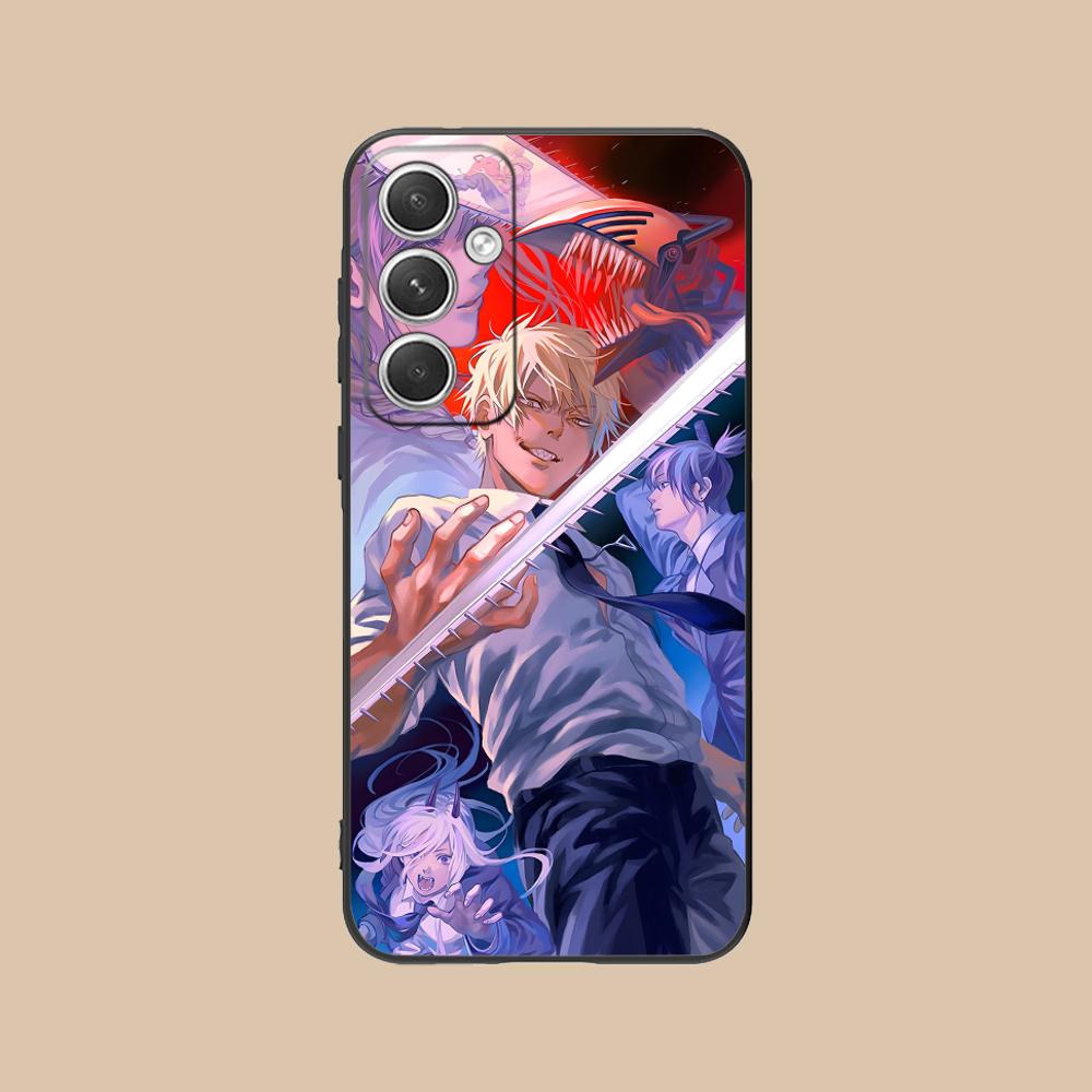 Chainsaw Anime Man Mobile Phone Case for Samsung Galaxy S25 S24 S23 S22 S21 S20 Note20 Plus FE Ultra Colour Protective Cover