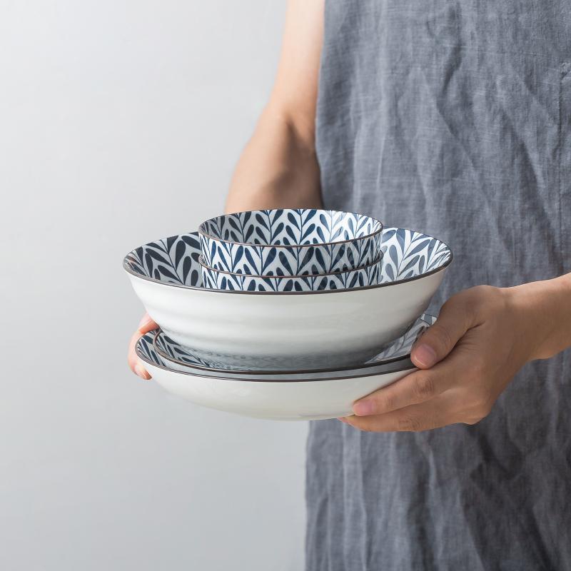 Japán étkészlet Kerámia tészta tál rizsleves tál kínai konyha Ramen tál zabpehely tál Mikrohullámú sütőben használható