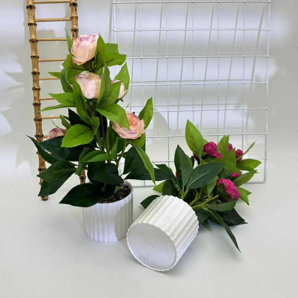 Rose Flower Arrangement Synthetic Potted Plant With Realistic Texture For Party And Outdoor Decor