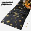 Party Table Decorations Eid Mubarak Runner, Ramadan Gold Moon Stars Tablecloth, Islamic Happy Decorative Runner for Dining Holiday Rectangular
