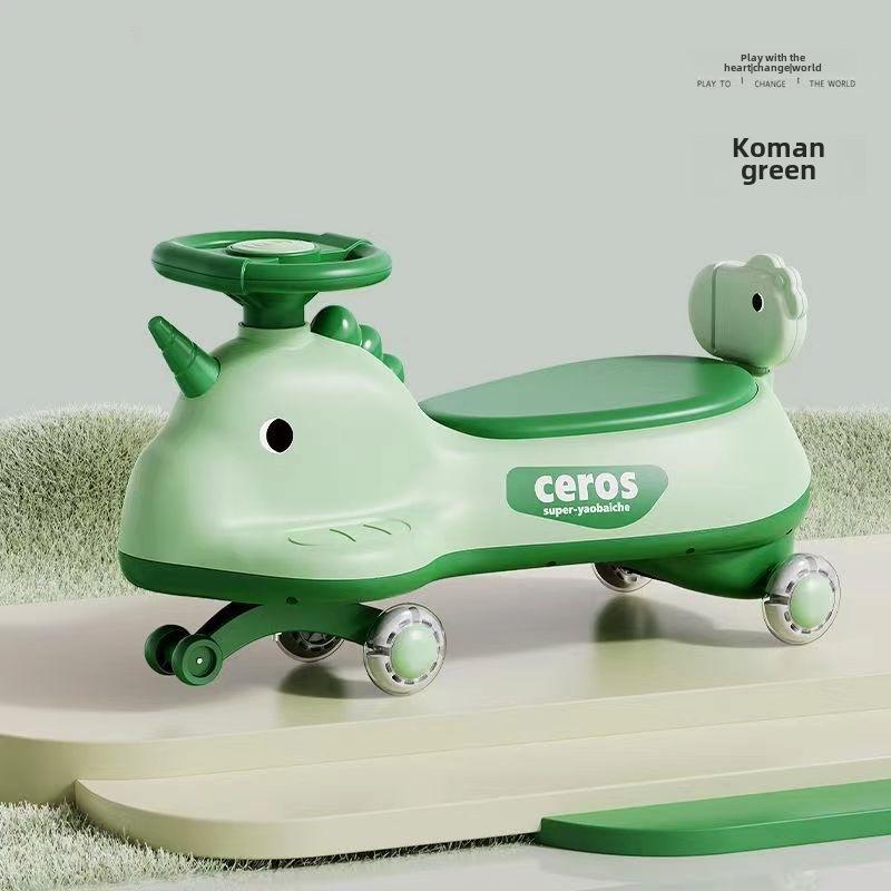 Children's Anti-Rollover Twist Car with Silent Flashing Wheels for Kids and Adults