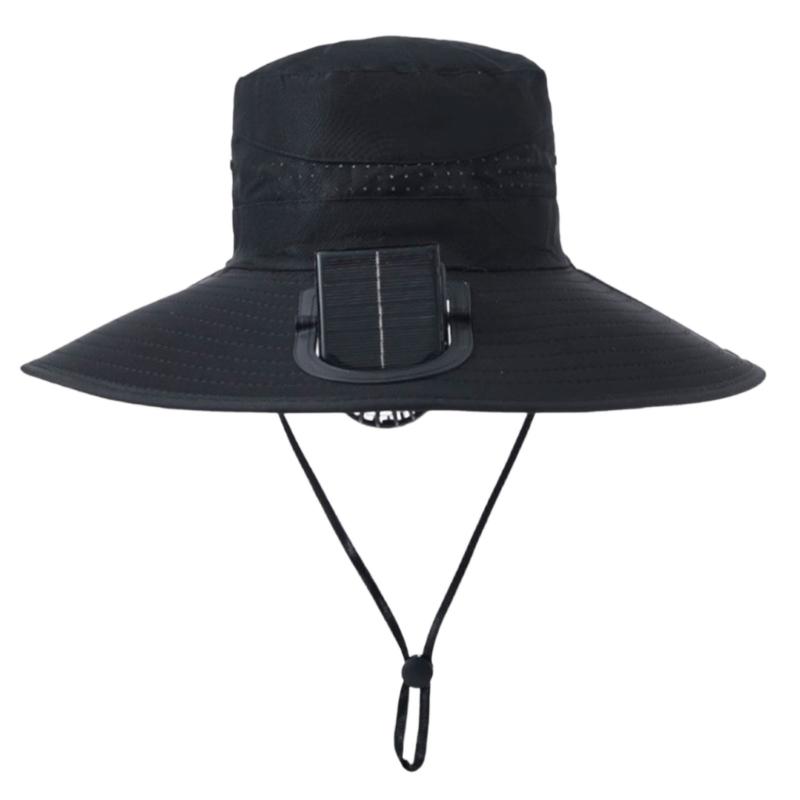 Rechargeable Outdoor Fisherman Hat Built In Fan Solar Charging Lightweight Breathable Sun Protection For Men Women