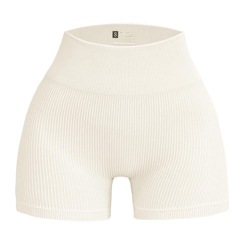Women's High-Waisted Seamless Ribbed Yoga Shorts - Summer Elastic Three-Point Fit, Hip-Lifting Sportswear