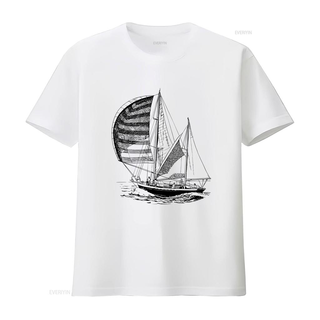 Sailboat Under Sail T Shirt for Men and Women Sailing Boat Print Nautical Yachting Design Sailor Yachtman Style Available In