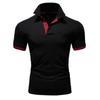 Male Casual Polo Shirts Fashion Contrast Color Design Turn-down Collar Comfortable Tops Slim Fit Short Sleeve Tees