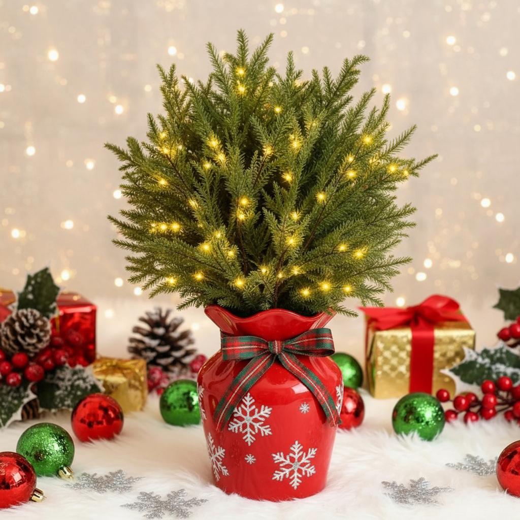 Lighted Norfolk Pine Branches Artificial Greenery Artificial Pine Branches 5/10pcs Faux Evergreen Pine Sprigs Suitable for Vases