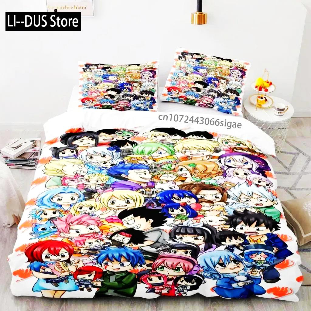 Comforter 3D Print Fairy Tail Anime Natsu Bedding Set Bed Set Comforter King Queen Size Boys Adult
