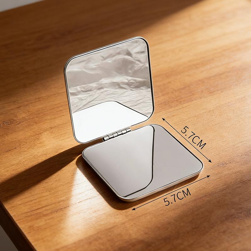 Stainless Steel Foldable Mini Makeup Mirror for Women Girls  Makeup Vanity Mirror Portable Double-sided Mirror
