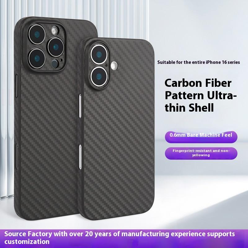 For for Slim Shockproof Business Design Carbon Fiber Texture Plastic Mobile Phone Cases 13/14/15/16 Pro Max Screen Protector
