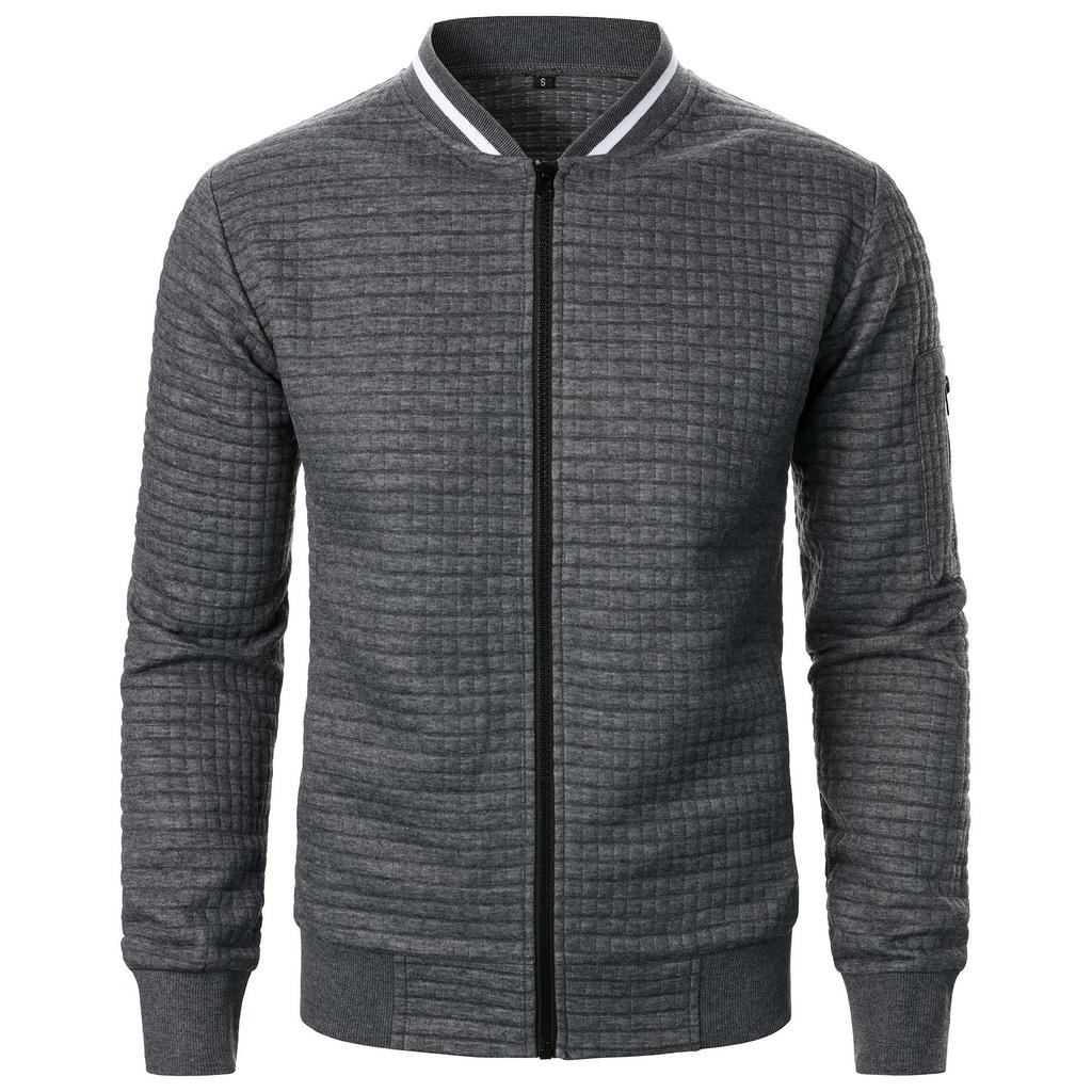 New Men's New Zip Stand Collar Sweatshirt Jacket Men's Casual Jacquard Cardigan Sweatshirts Baseball Jackets Men Clothing Yasheng