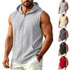 Herren Kapuzenweste Ärmellos Reißverschluss Vordertasche Leicht Atmungsaktiv Fitnessstudio Training Weste Freizeit Outdoor Sportbekleidung