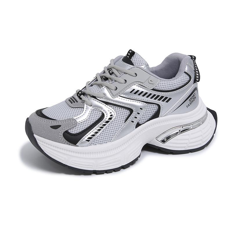 

инс новые папины кроссовки женские летние студенческие спортивные кроссовки для бега повседневная обувь платформа увеличение высоты А 40 серебряный