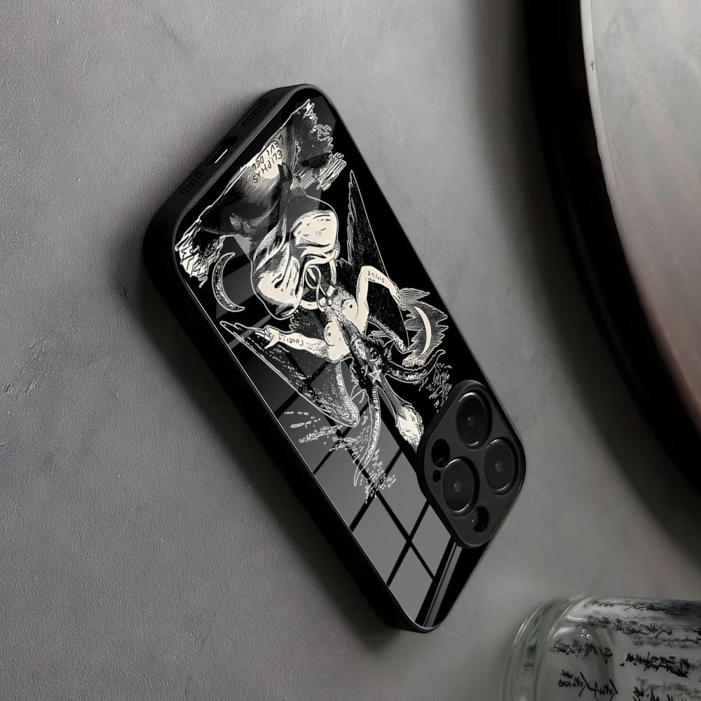 Occult Skull Black And White Phone Case Glass For IPhone17 Air 16 15 17 14 Pro Max 13 12 11 X XS XR Plus For Samsung S 25 24 23