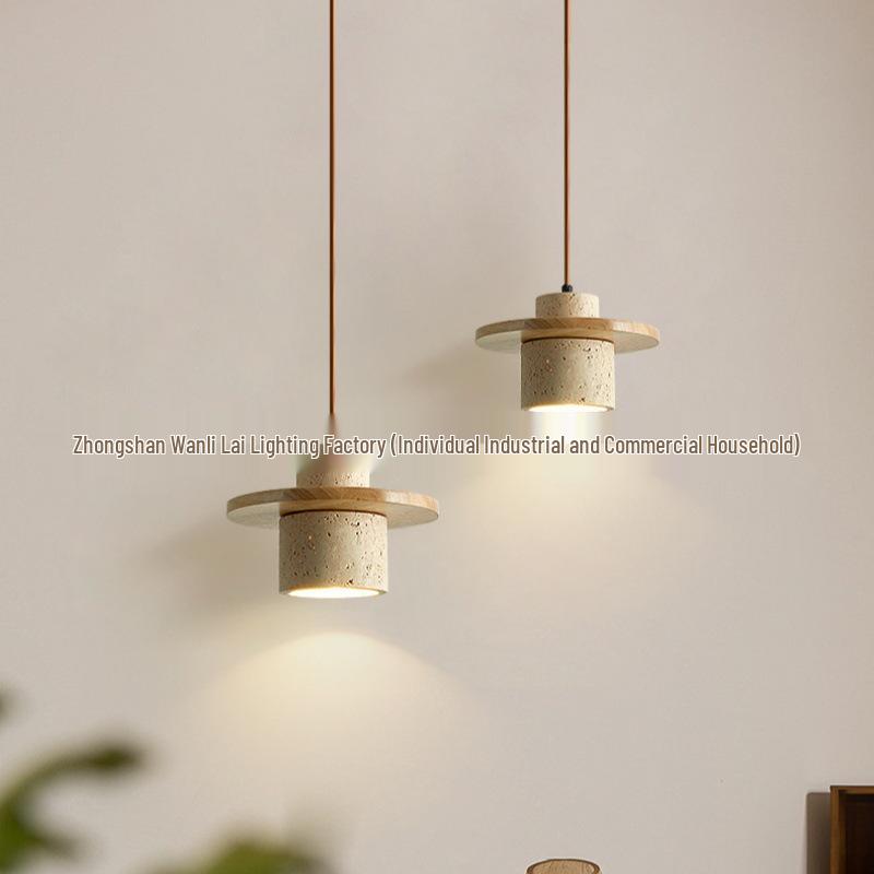 Yellow Wabi-sabi Stone Pendant Light for Dining, Bedroom, or Teahouse