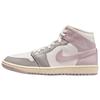 Air Jordan 1 Mid Top Vintage Basketball Shoes Unisex White Gray Pink BQ6472-122