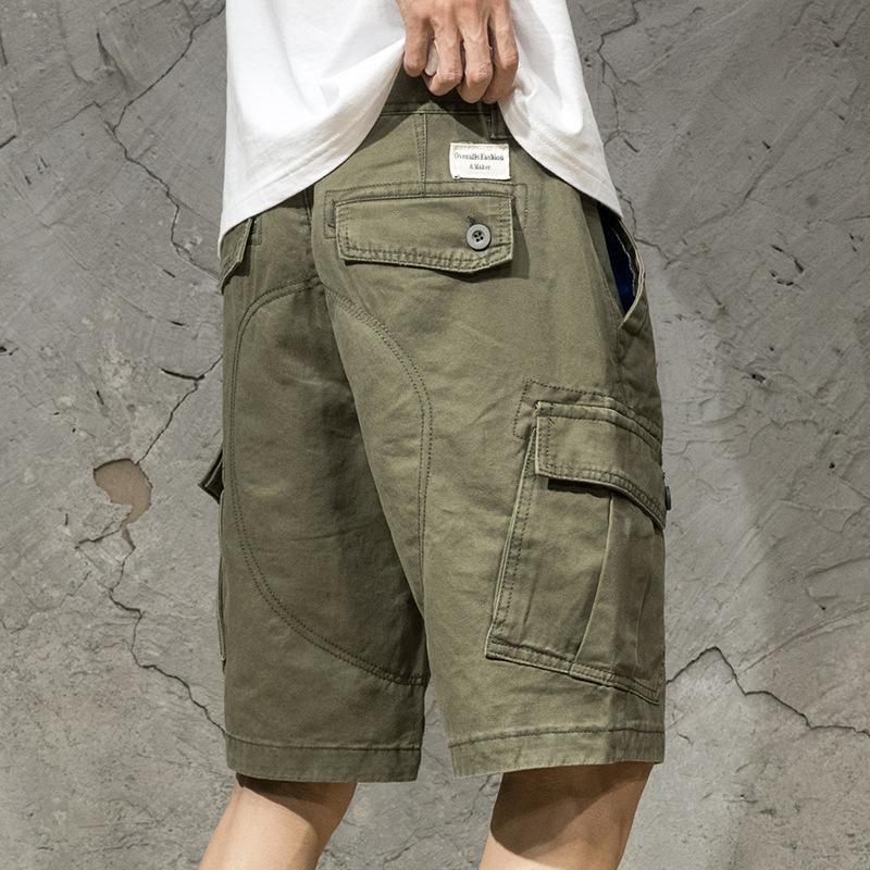 Summer Men Fashion Pockets Cargo Shorts Loose Solid Casual Five Point Pants