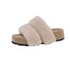 French retro fluffy slippers for women to wear in the spring and autumn of 2025, the new lamb wool thick-soled one-word cotton slippers