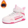 Warm Autumn and Winter Leather Sneakers Factory Classmates Children's Middle-top Cotton Shoes Direct Sales Middle-aged and Older Children's Hi