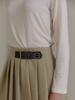ANOETIC Anc Buckle Pleats Wrap Skirt_Beige