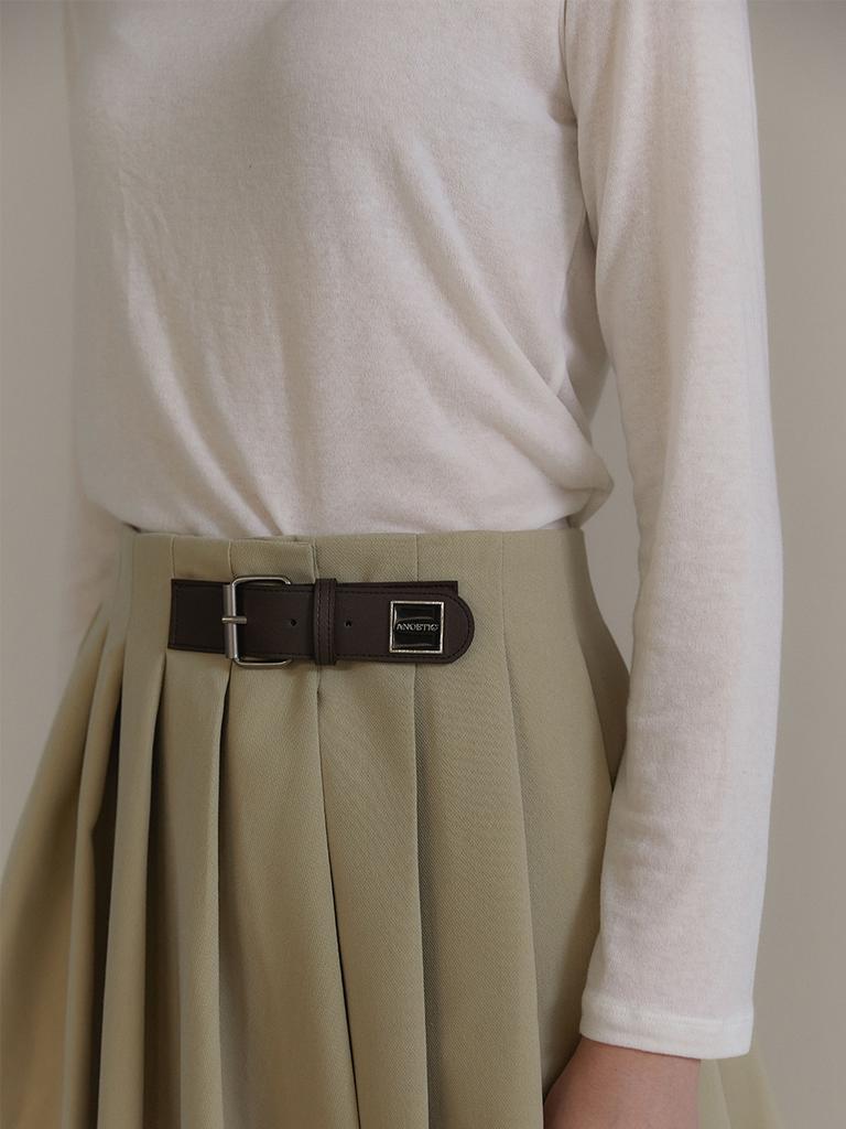 ANOETIC Anc Buckle Pleats Wrap Skirt_Beige