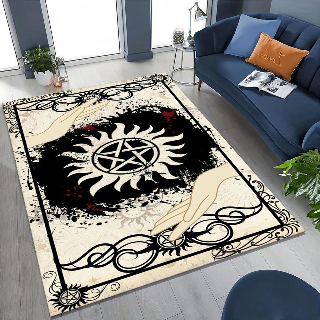 Tapete SPN Supernatural Dean Sam Winchester Castiel para Quarto Sala Sofá Casa Capacho Decoração, Tapete de Chão Grande Antiderrapante para Crianças