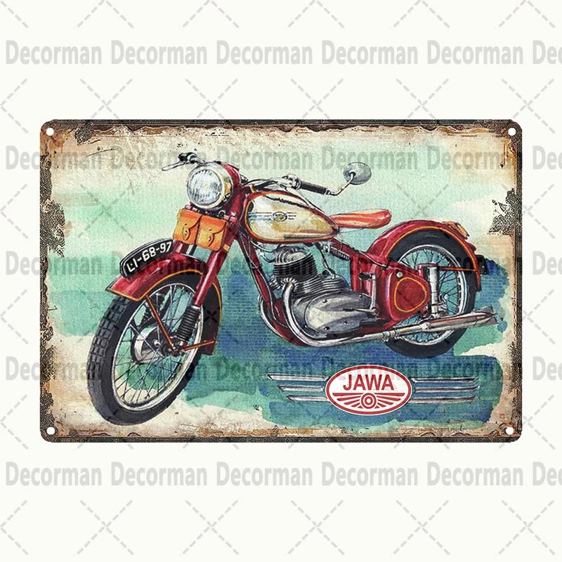 [ DecorMan]  JAWA BSA Motor Kovové Znamení Plakáty Vintage Malba Vlastní Klubová Dekorace LTA-1704 vintage dekor
