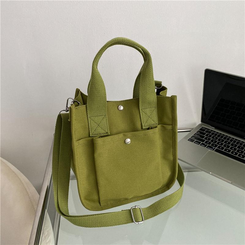 2025 Canvas Small Bag Girls Shoulder Small Square Bag Summer Handbag Student Solid Color Casual Japanese Messenger Bag