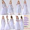 White Queen Costume For Children With Polyester Fabric For Theatrical Performances