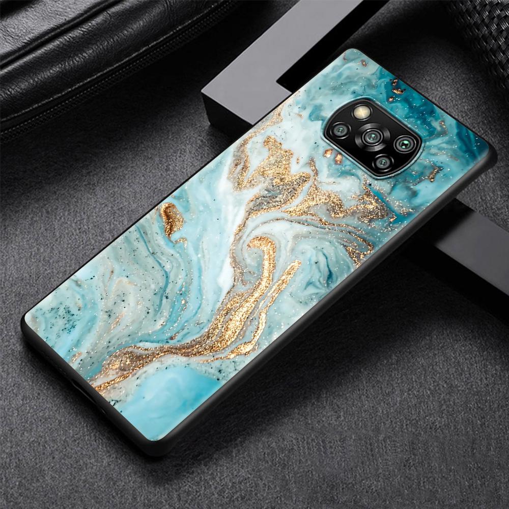 Granite Marble Luxury Case for Xiaomi Poco X3 NFC M3 M4 Pocophone F1 F3 Redmi Note 9s 9 8 10 Pro Black Soft Phone Cover Coque