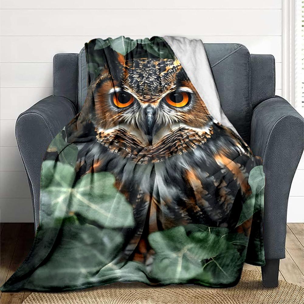 1pc Owl Print Blanket Lightweight Flannel Blanket Throw Blanket For Sofa, Bed, Travel, Camping yy2509026133 75x90cm