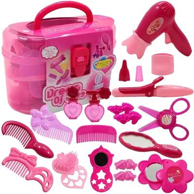 Children Barber Toys Set Simulation Make-up Box Hair Dryer Beauty Salon Children Cosplay Dress Up Toys Best Birthday Gifts