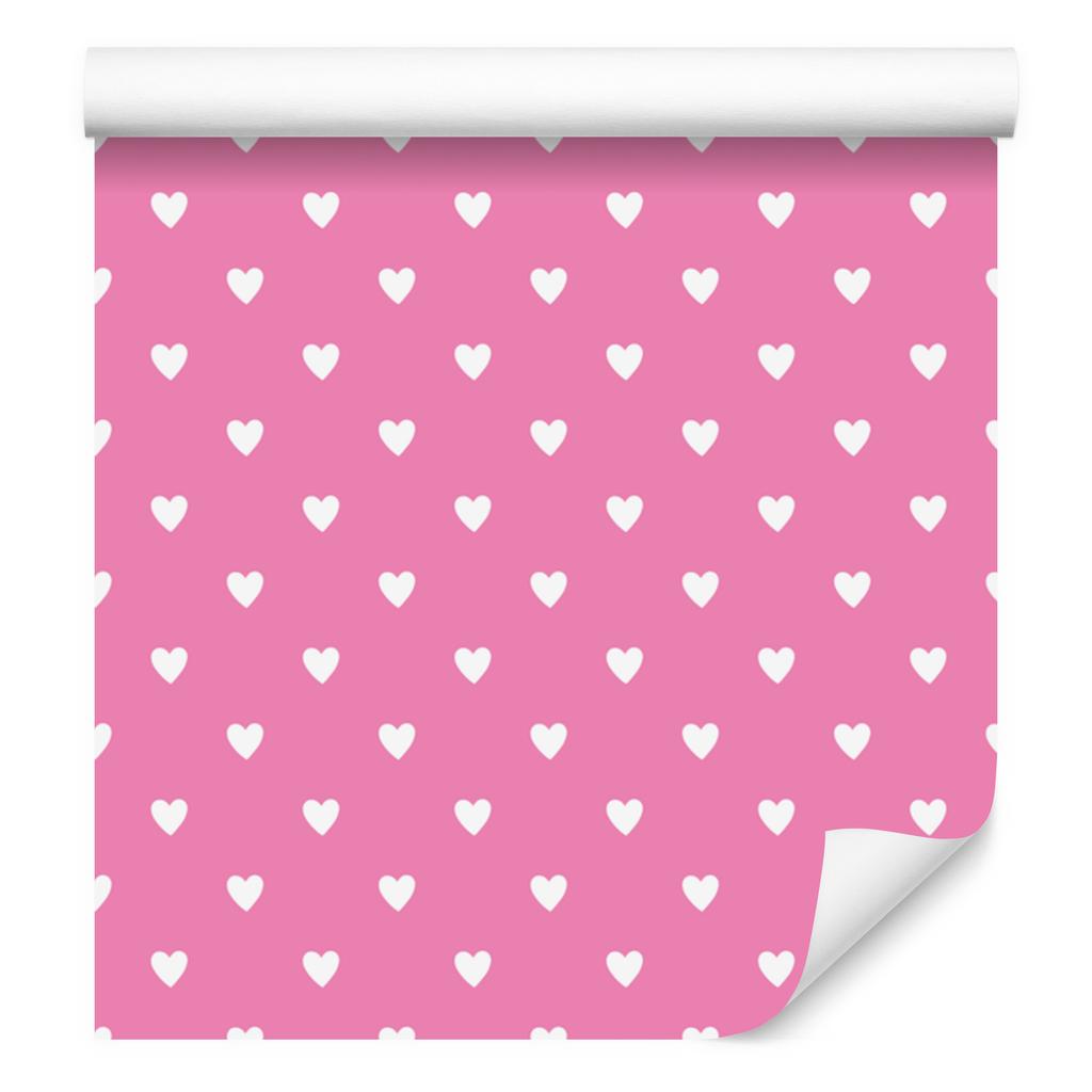 Hearts Wallpaper Powder Pink and White 50x1000