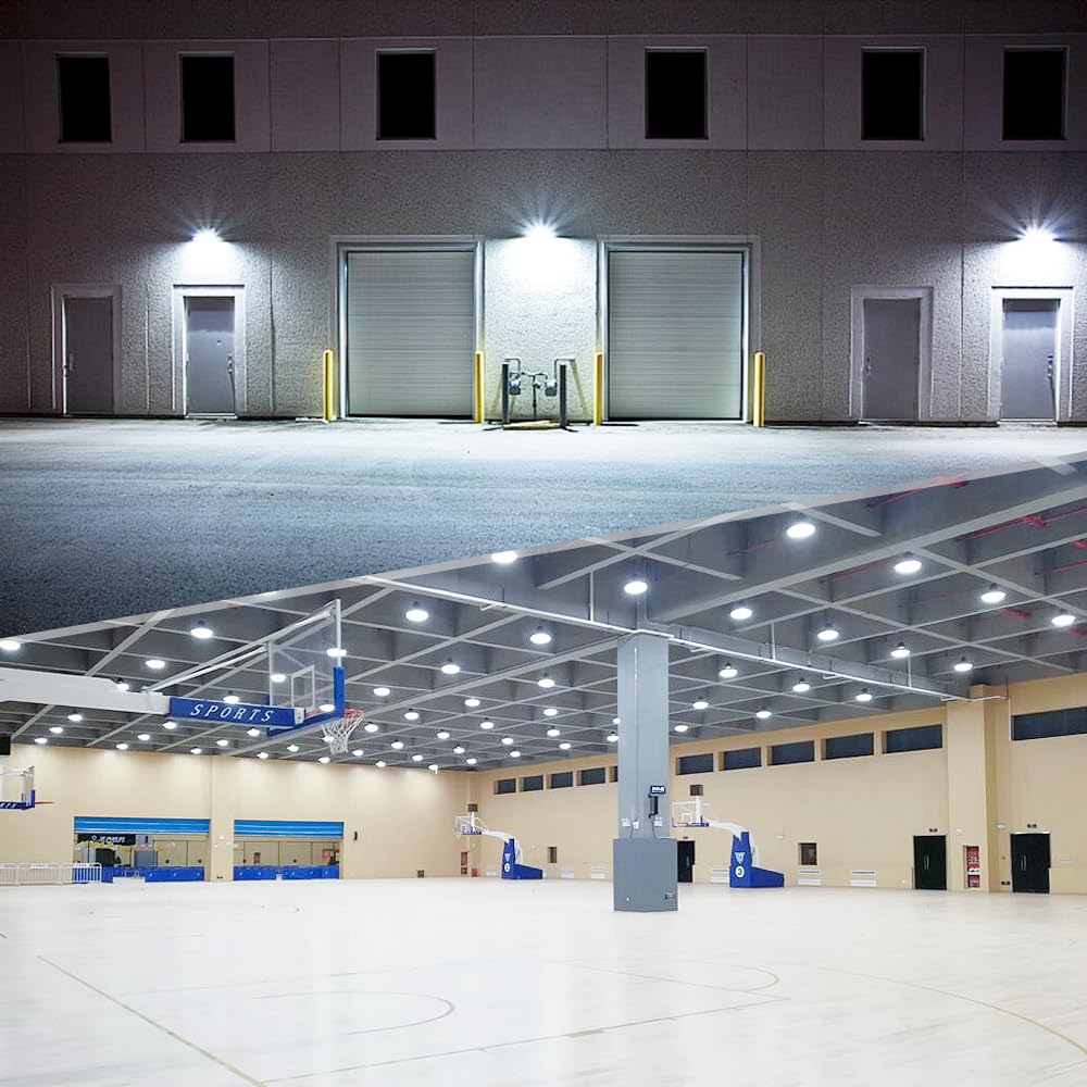100W LED High Bay High Wide Beam IP66 Waterproof and Hours PSE 3M Wiring with No Installation Safety Rope and Stays Ideal for Parking and Set of 2