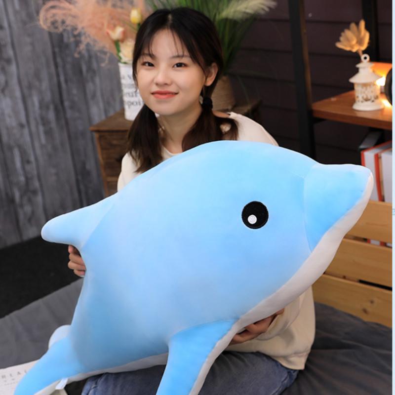 Adorable Dolphin Plush Toy Doll Soft Hug Pillow For Girls Customizable With Logo