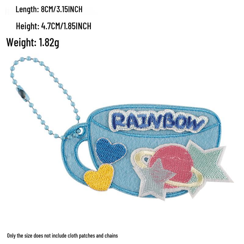 Korean INS Style Luggage Tag Keychains - DIY Anti-Lost Bag Accessory with Embroidery Blank Cloth Patch