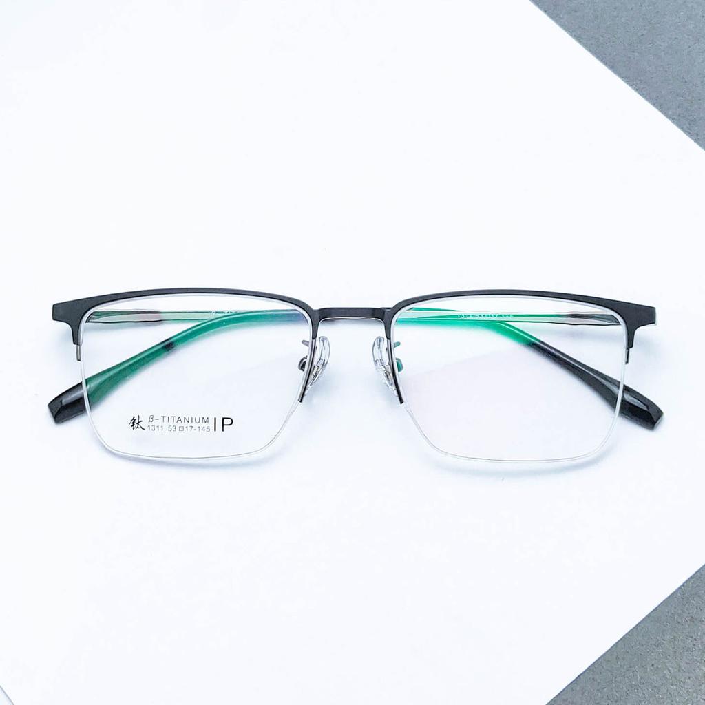 Men'S Steel Leather Business Titanium Magnetic Glasses Frame Eyebrow Half Frame Brushed Myopia Glasses Frame Alloy Myopia City