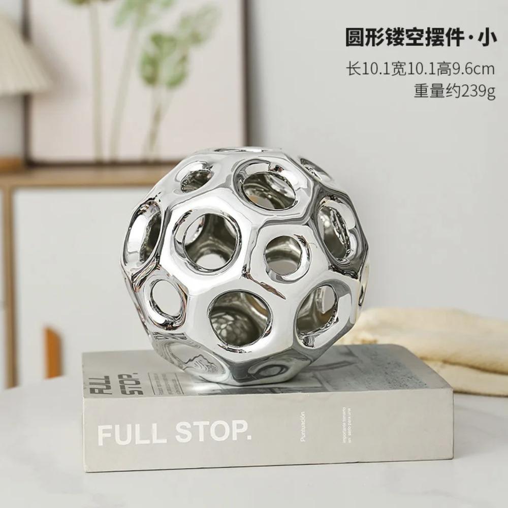 Ceramic Crafts Hollow Balls Golden Geometric Faceted Balls Abstract Sculpture Sphere Decorative Figurines Home Decoration