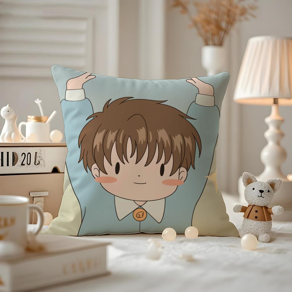 Anime CCardcaptor SSakura Cushion Cover Antidustmite Pillowcase Invisible zipper silky short plush Sofa cushion cover