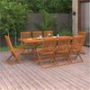 9 Piece Garden Dining Set 220x90x75 cm Solid Acacia Wood