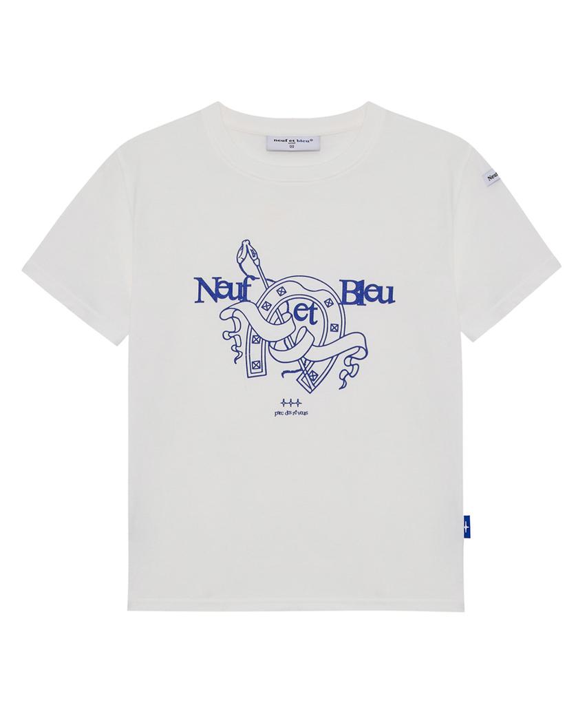 Nupeuebeullu Neb Cotton Blue Half Tee (Off-White)