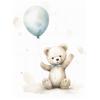 Teddybär mit blauem Ballon Teddybär mit blauem Ballon, 30X40 Cm, Rahmen Holz Helle Eiche, Papier Matt 230 Gsm