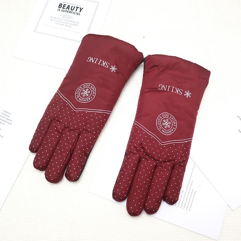 Damevinterhansker for ski og sykling - Sklisikre, tykke fleecefôrede, vanntette, vindtette