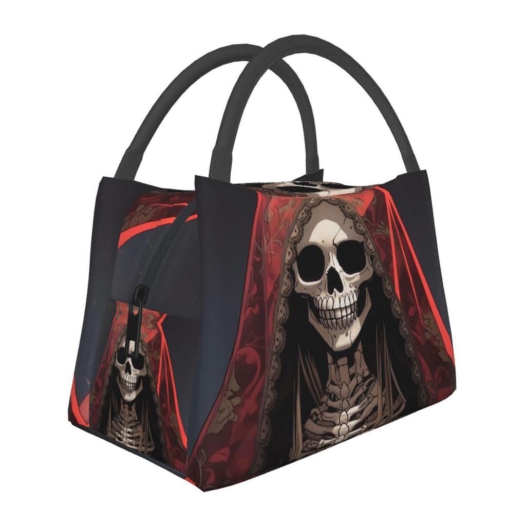 Santa Muerte Saint Death Goth Mexican Muertos Skull Lunch Bag for School Bento Storage Food Boxes Cooler Thermal Lunch Box Tote