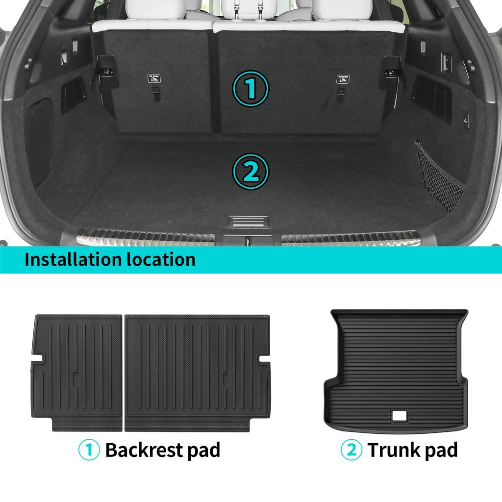 LUCKEASY Left Drive for Xpeng G9 LHD 2023-2026 Car Floor Mats Cargo Liner Trunk Pad TPE 3D Foot Mat Waterproof Accessories BLACK