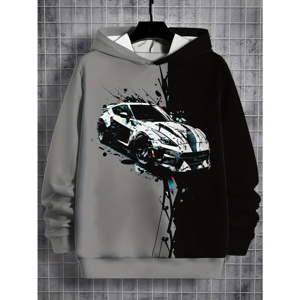 Boys' 3D printed casual fashion hoodie hooded sweatshirt for spring, autumn and winter, children's long sleeved pullover, children's clothing