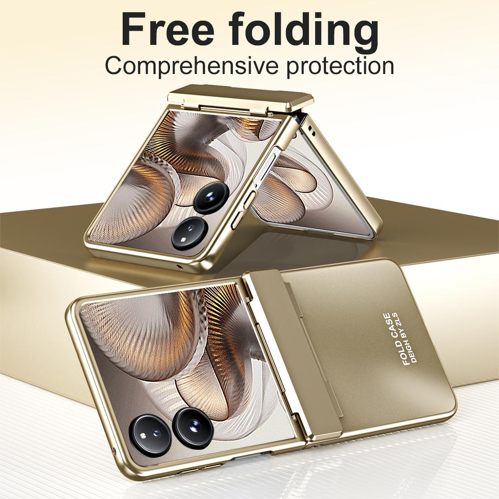 For Xiaomi Mix Flip 2 Case Electroplating Hard PC Protective Phone Cover with Screen Protector