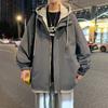 Fake Two Autumn and Winter New Casual Men's Korean Version of Trend Tooling Outdoor Jacket Hooded Coat.