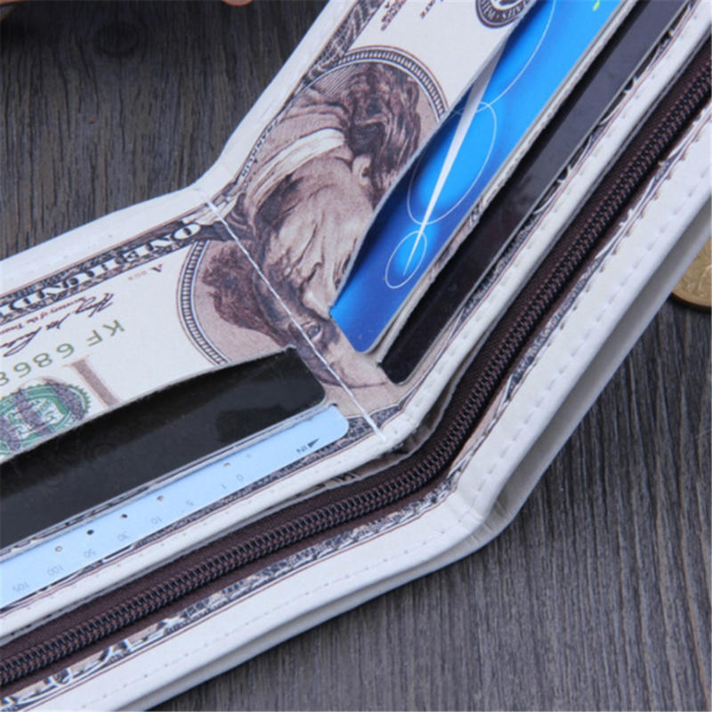 Men'S Personalized Us Dollar Bill Pattern Double Fold Retro Wallet With Creative Style Multiple Card Slots Double Fold Classic Short Wallet